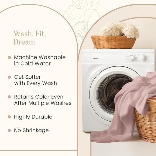 15" Deep Pocket Sheets for Twin Bed, 800 TC Twin Cotton Sheets - Sepia Rose