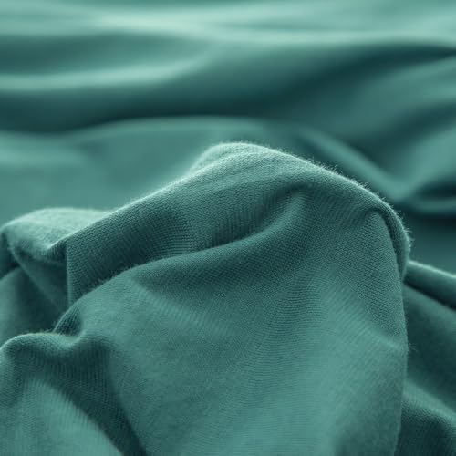 PURE ERA Jersey Knit Duvet Cover Set Solid Teal Green Twin