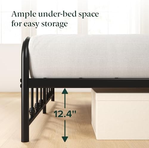Zinus Leonardo Metal Platform Bed Frame, Victorian Spindle Headboard, Queen