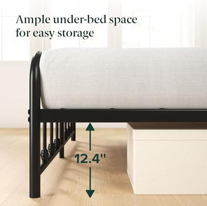 Zinus Leonardo Metal Platform Bed Frame, Victorian Spindle Headboard, Queen