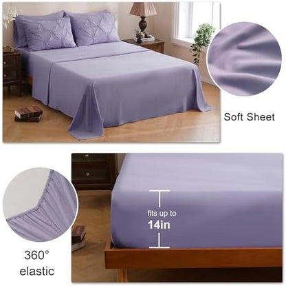 DOWNCOOL Full Size Comforter Sets, 7 Pieces Lavender Purple Bed in a Bag