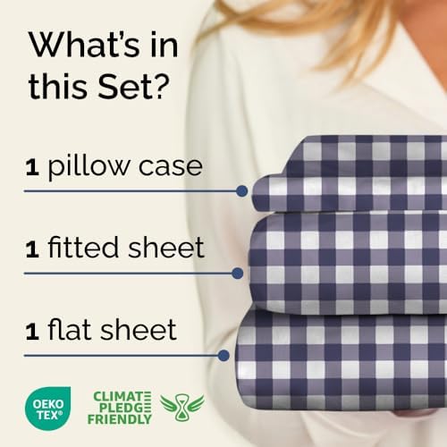 Twin XL 3 Piece Striped Sheet Set - Breathable & Cooling - Countryside