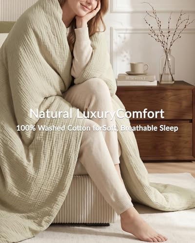 SE SOFTEXLY Muslin Duvet Cover Queen Size, 100% Washed Cotton Duvet Cover Set, Ultra Soft Comforter Cover Linen Like, 3 Pieces Minimalist Gauze Duvet Cover with 2 Pillowcases, 90"x90", Linen