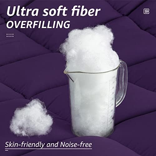 HYLEORY All Season California King Size Bed Comforter - Cooling Down Alternative Quilted Duvet Insert with Corner Tabs - Winter Warm - Machine Washable - Purple