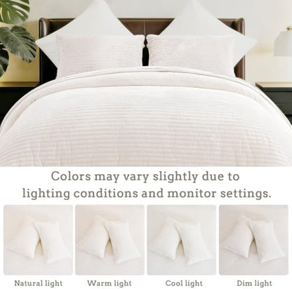 Oversized King Bedspread 120x120 Striped Soft Velvet Quilt Set