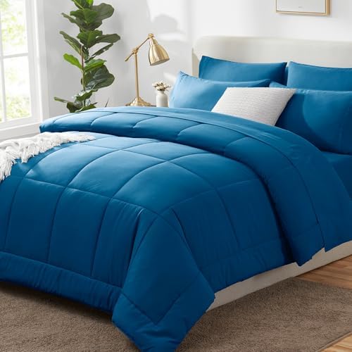 CozyLux King Size Comforter Set Teal - 7 Pieces Bed in a Bag