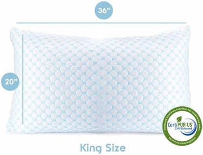 Nestl King Size Cooling Pillow for Sleeping 4 Pack, Luxury Shredded Memory Foam King Pillow, Adjustable Cold Gel Pillows for Hot Sleepers, Supportive Cool Pillows for Side, Back, Stomach Sleepers