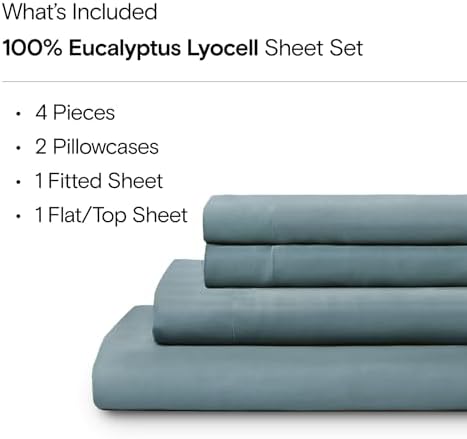 Sijo AiryWeight Tencel Sheet Set, 100% Lyocell Derived from Eucalyptus, Buttery Soft, Architectural Digest Best Cooling Sheets Winner - 4pc - 2 Pillowcases 1 Fitted 1 Top (Teal, Cal King)