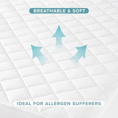 Bare Home Quilted Fitted Mattress Pad (Twin, White)