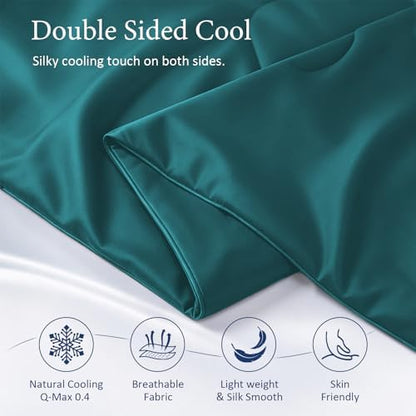 Cooling Comforter for Hot Sleepers, Queen 90x90, Peacock Blue