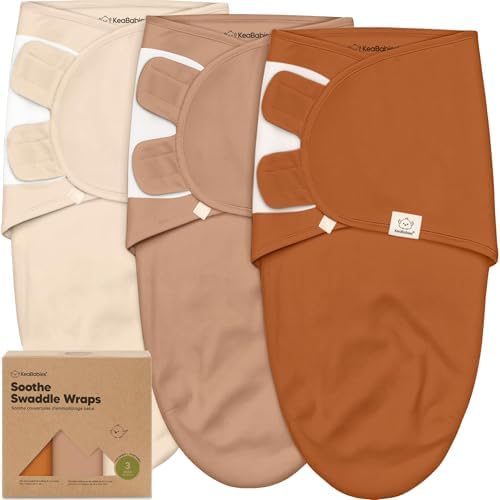 KeaBabies 3-Pack Organic Baby Swaddles for Newborns, Terracotta, 0-3M