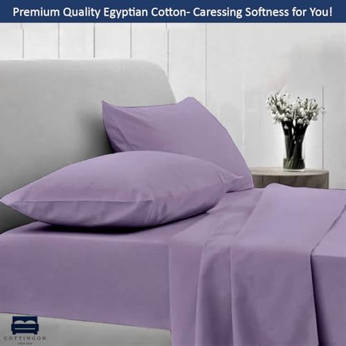 Cottingon 4 Piece RV King Sheets Fits 15" Deep, Egyptian Cotton, Lavender