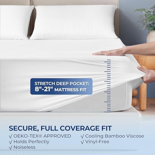 TASTELIFE Twin Waterproof Mattress Protector, Bamboo Viscose, 39x75 Inches