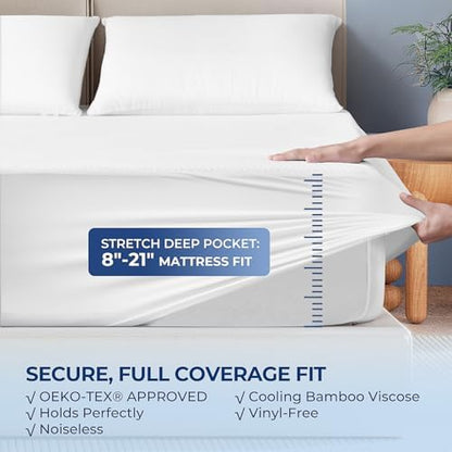 TASTELIFE Twin Waterproof Mattress Protector, Bamboo Viscose, 39x75 Inches