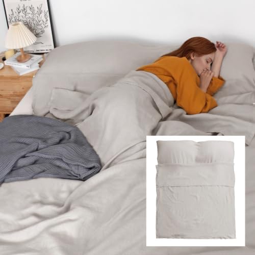 S VICTORY SYMBOL 100% Linen Portable Bed Sheet,Sleeping Bag Liner for Hotel and Travel,Sleep Sack Adult-Ultra Lightweight Backpacking with Zipper