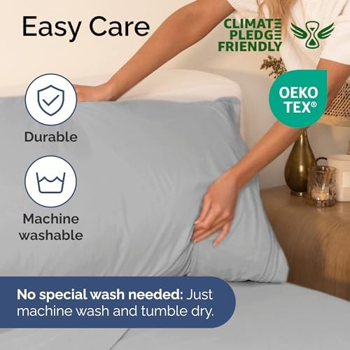 Twin Size 3 Piece Sheet Set - Ultra Soft & Cooling Bed Sheets - Soft Grey