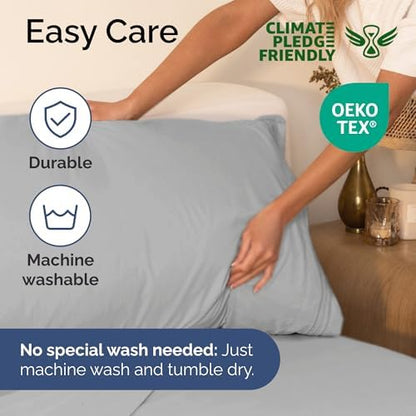 Twin Size 3 Piece Sheet Set - Ultra Soft & Cooling Bed Sheets - Soft Grey