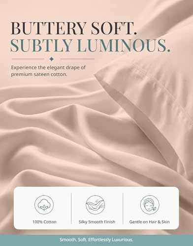 450TC 100% Cotton Full Size Sheet Sets - Soft Sateen Weave, Sepia Rose