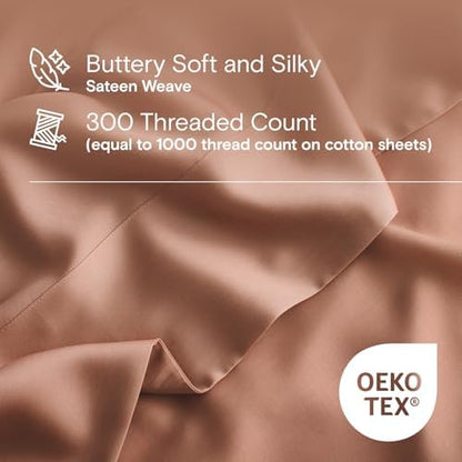 Sijo AiryWeight Tencel Sheet Set, 100% Lyocell Derived from Eucalyptus, Buttery Soft, Architectural Digest Best Cooling Sheets Winner - 3pc - 2 Pillowcases 1 Fitted (Clay, Cal King)