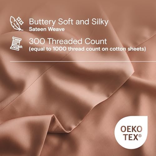 Sijo AiryWeight Tencel Sheet Set, 100% Lyocell Derived from Eucalyptus, Buttery Soft, Architectural Digest Best Cooling Sheets Winner - 2pc - 1 Pillowcase 1 Fitted (Clay, Twin)