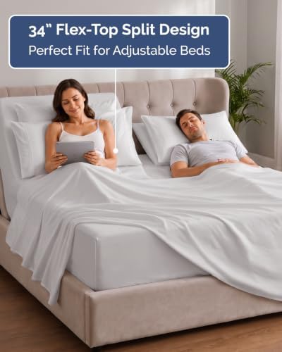 Extra Deep Flex Top Split Head King Sheet Set - 6pc Sheets - French Grey