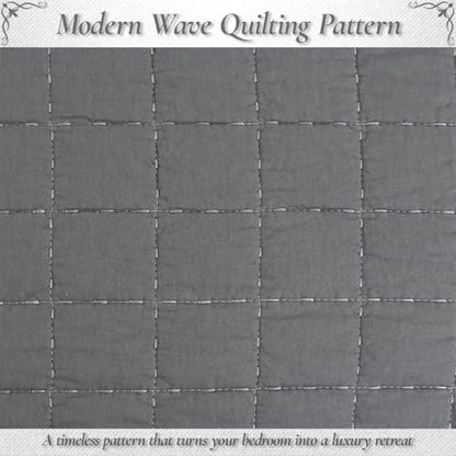 Cozy Line Home Fashions 100% Cotton Quilt Set – 3-Piece Charcoal Gray Solid Classic Modern Geometric Quilted Bedspread with Shams, Lightweight All Season Modern Bedding (Box Gray, Queen)