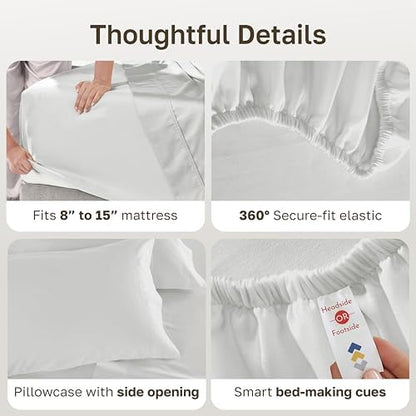 California Design Den 600 Thread Count Twin XL Sheets Cotton, 3 Pc Set