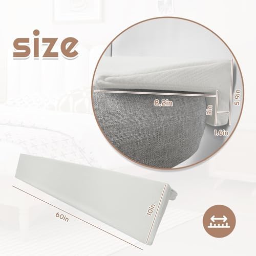 JZHLLA Bed Wedge Pillow Headboard for Bed Headboard Gap Bed Gap Filler Pillow for Gap 1.6 Inch, Removable and Washable Pillow with Zipper for Bed Couch (Queen(60"x10"x6"))