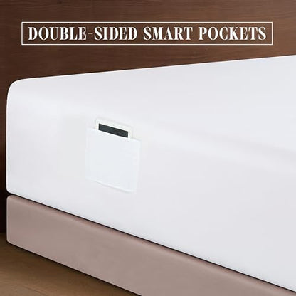 Elegant Comfort 4-Piece Bed Sheet Set - Luxury Bedding 1500 Premium Hotel Quality Microfiber, All Around Elastic 18-24 Inches Deep Fitted Sheet- Extra Deep Pocket Sheets, Full, White