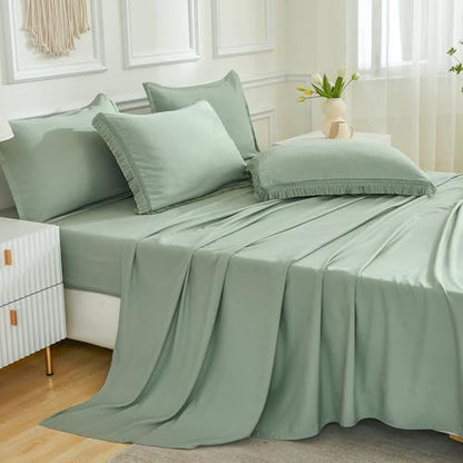 Andency California King Comforter Set, 7 Pieces Sage Green Bedding