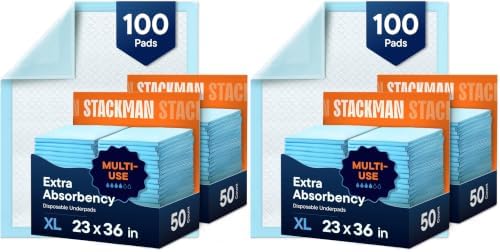 Chucks Pads Disposable Adult Incontinence Underpads 23"x36" Large Super Absorbent Protective Bed Pads,Leak-Proof_Pads – Pee_Pad for Kids,Adults and Pets-Dog & Puppy Training_Pads,100 Count (Pack of 2)