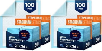 Chucks Pads Disposable Adult Incontinence Underpads 23"x36" Large Super Absorbent Protective Bed Pads,Leak-Proof_Pads – Pee_Pad for Kids,Adults and Pets-Dog & Puppy Training_Pads,100 Count (Pack of 2)