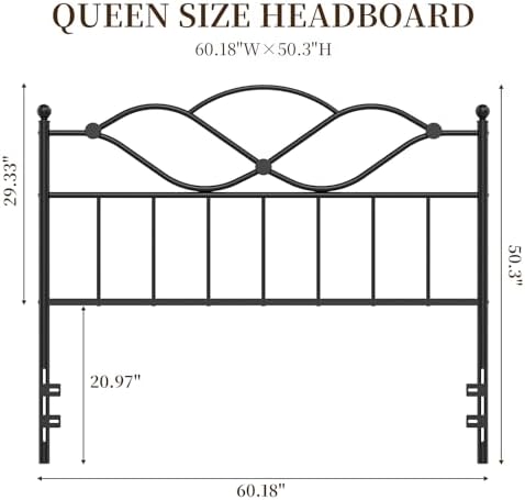 Queen Size Headboard Only Vintage Platform Headboard for Bed Frame Black