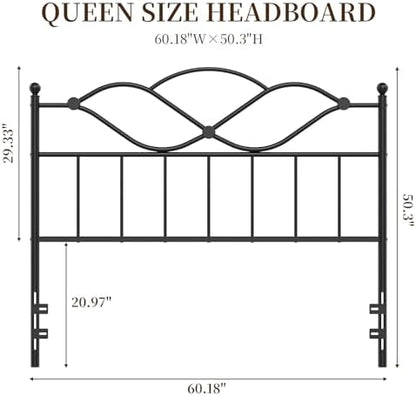 Queen Size Headboard Only Vintage Platform Headboard for Bed Frame Black
