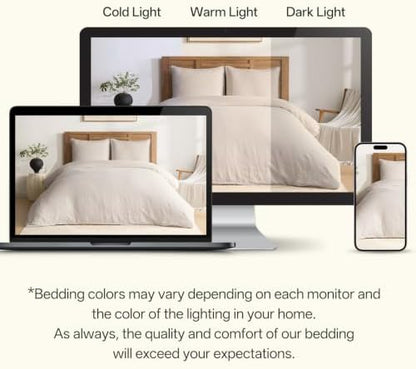 DAPU 100% French Linen Duvet Cover 3Pcs Set, 170GSM Linen Bedding, Queen