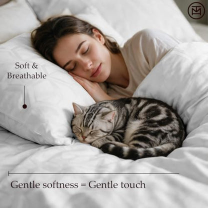 Threadmill 100% Cotton Sheets for Queen Size Bed - 600 Thread Count Queen Bed Sheets Set with 16” Deep Pocket - Jacquard Sateen Weave 4-Piece Bedding Set with Cooling Effect, White