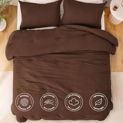 Love's cabin Brown Queen Comforter Set, 3-Piece Prewashed Bed Set