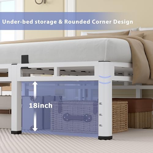 NKZ Metal Platform Bed Frame Full Size, 22 Inch Dual-Layer Heavy Duty Base