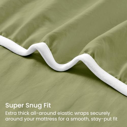 GOKOTTA 3 Piece Twin XL Sheet Set - Soft, Breathable & Cozy - Olive Green