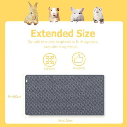Guinea Pig Cage Liner, 49"x24" Bedding for Midwest Cage 3 Pack, Gray