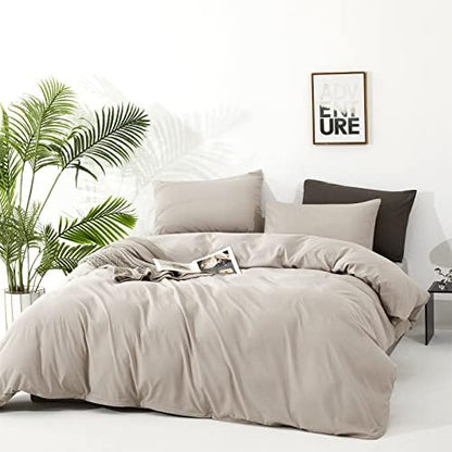 Wellboo Beige Khaki Comforters for Queen Size Bed Boho Oatmeal Bedding Comforter Cotton Plain Beige Coffee Warm Blankets Women Men Modern Taupe Quilts Soft Durable Solid Tan Color Bed Set Lightweight