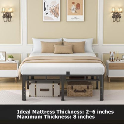 NKZ Full Size Metal Platform Bed Frame, 24 Inch Dual-Layer Heavy Duty Base