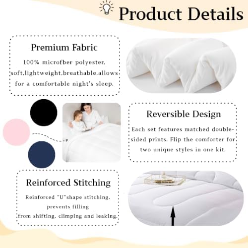 jejeloiu Pink Bow Comforter Set Queen Size Bowknot Bedding Set for Kids Boys Girls Butterfly Bowknot Duvet Quilt Bow-tie Bedroom Decor Microfiber 3 Pcs with 2 Pillow Cases