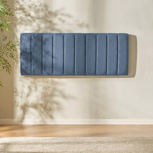 Nestl Upholstered King Headboard - Easy Assemble Channel Stitched Headboard King Size Bed - Wall Mounted Headboards with 3D Soundproof Wall Panels Peel & Stick Floating Headboards, Slate Blue