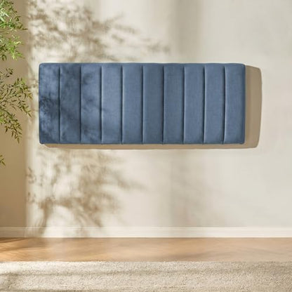 Nestl Upholstered King Headboard - Easy Assemble Channel Stitched Headboard King Size Bed - Wall Mounted Headboards with 3D Soundproof Wall Panels Peel & Stick Floating Headboards, Slate Blue
