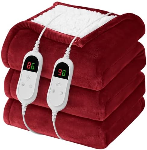 Heated Electric Blanket King Size, Dual Control, 90" x 100", Rose