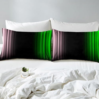 Feelyou Teens Abstract Ombre Decorations Bedding Set for Kids Women Pink Green and Black Bed Sheets Set Geometric Modern Fitted Sheet Sets Room 4Pcs Full Size