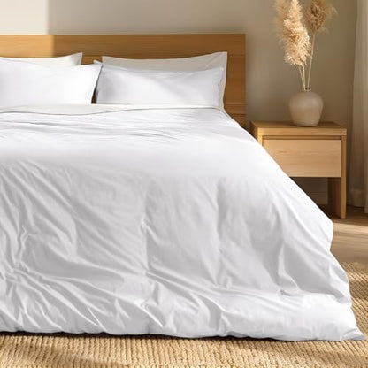Bare Home 100% Organic Cotton Percale Duvet Cover Set (Twin/Twin XL, White)
