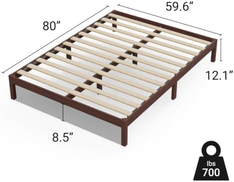 LIFEMENT Queen Bed Frame Classic Wood Platform, Noise Free, Under Bed Storage, No Box Spring Needed, Easy Assembly, Espresso
