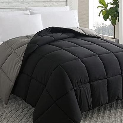 Down Alternative Comforter Black/Grey Queen Size - All Season Duvet Insert